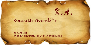 Kossuth Avenár névjegykártya